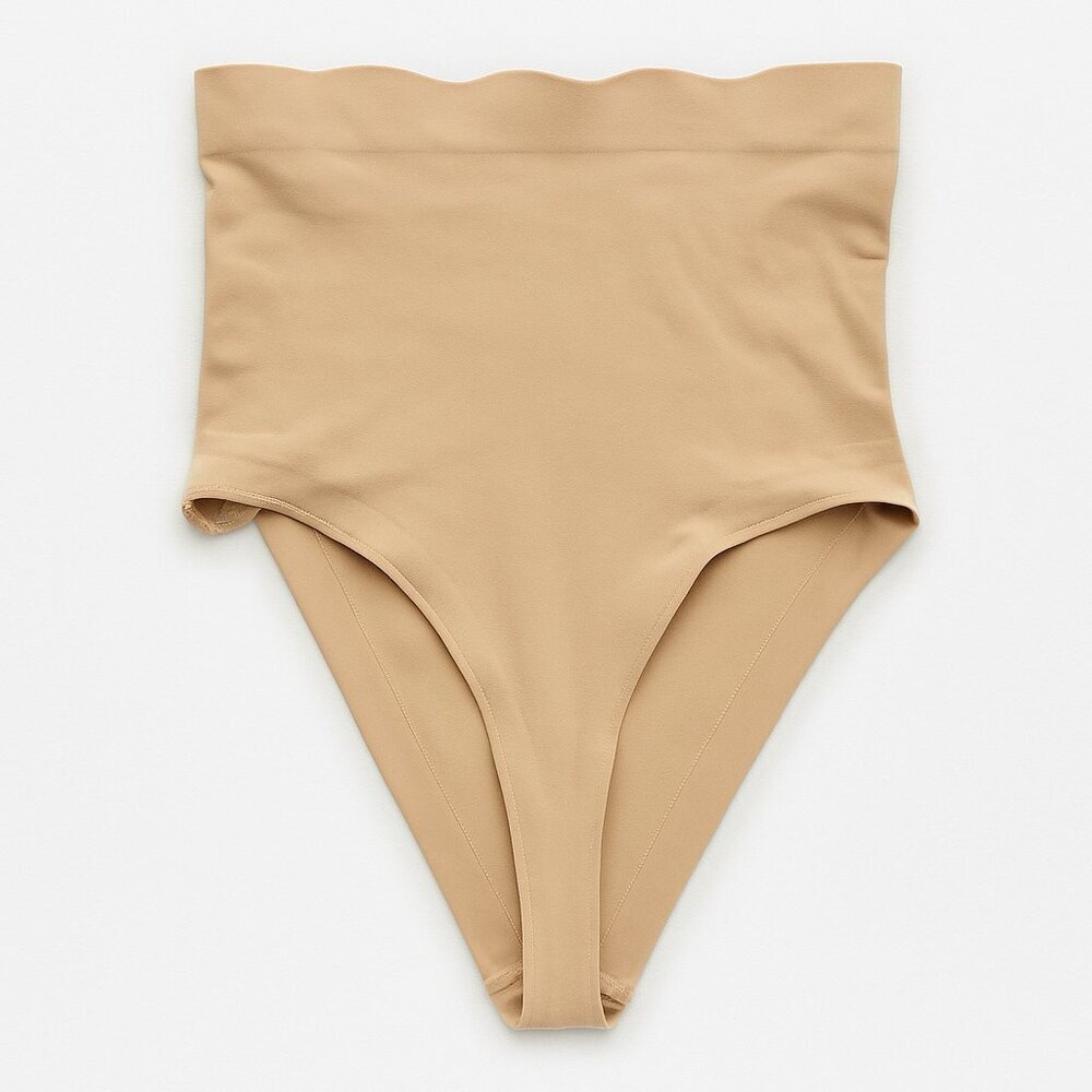 SKIMS Fits Everybody High Waist Thong Shapewear Brief Beige Sand